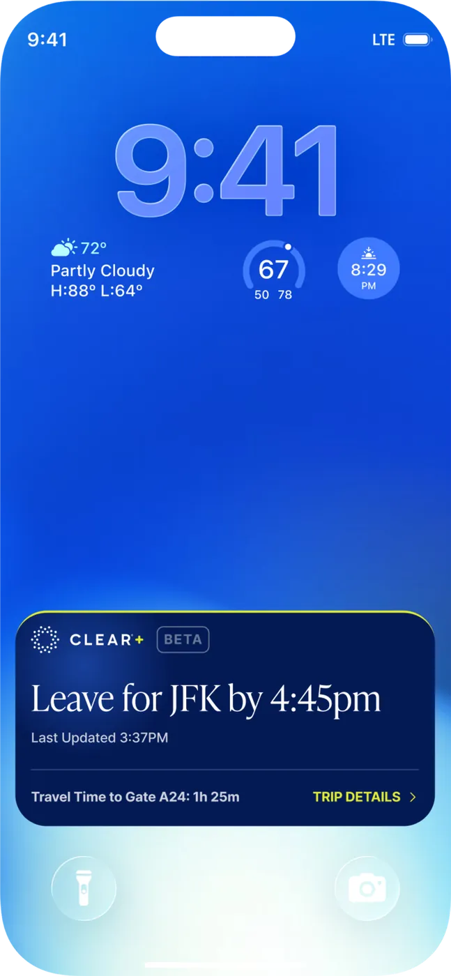 CLEAR+ Live Activity — User Journey