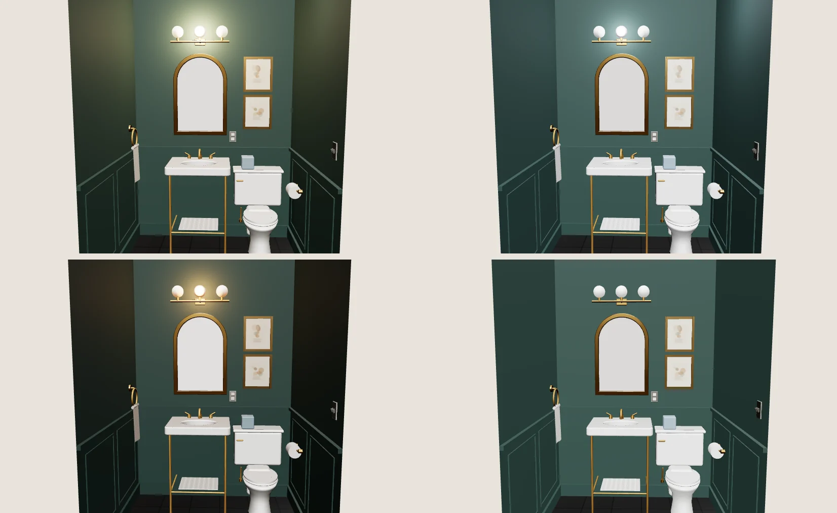 The same scheme under four lighting moods