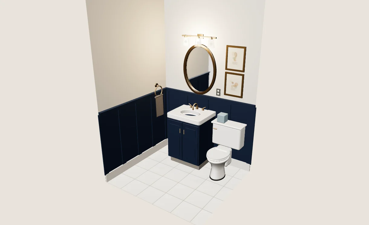 The room painted a deep navy